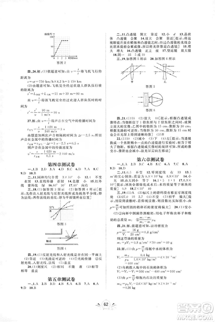 2019初中新課程學(xué)習(xí)與測評(píng)單元雙測八年級(jí)物理上冊(cè)A版答案