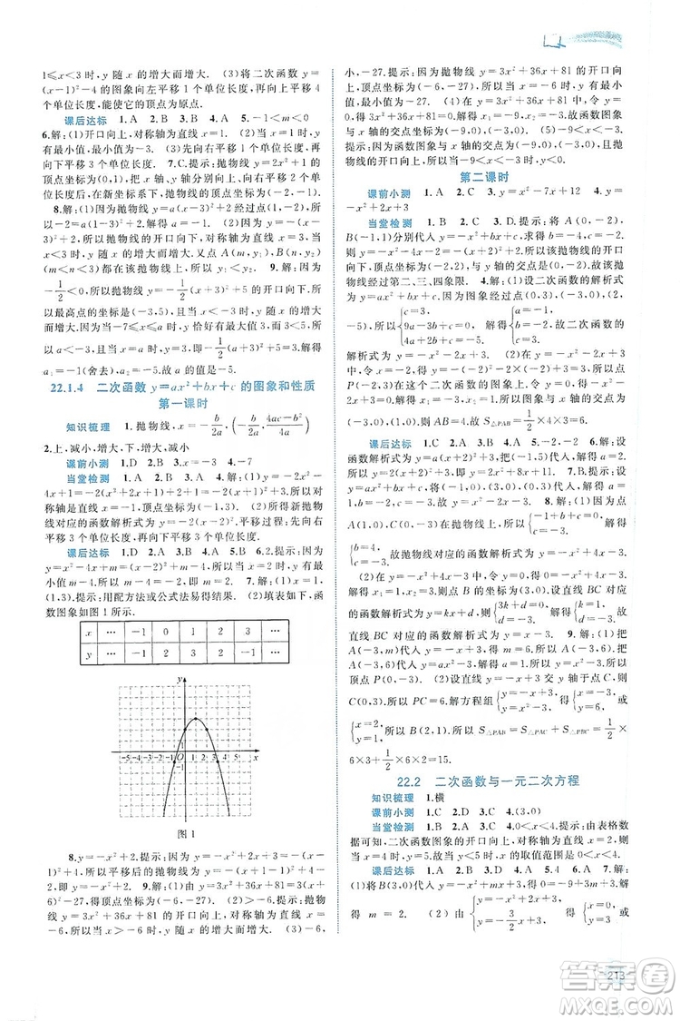 2019新課程學(xué)習(xí)與測評(píng)同步學(xué)習(xí)數(shù)學(xué)九年級(jí)全一冊(cè)人教版答案