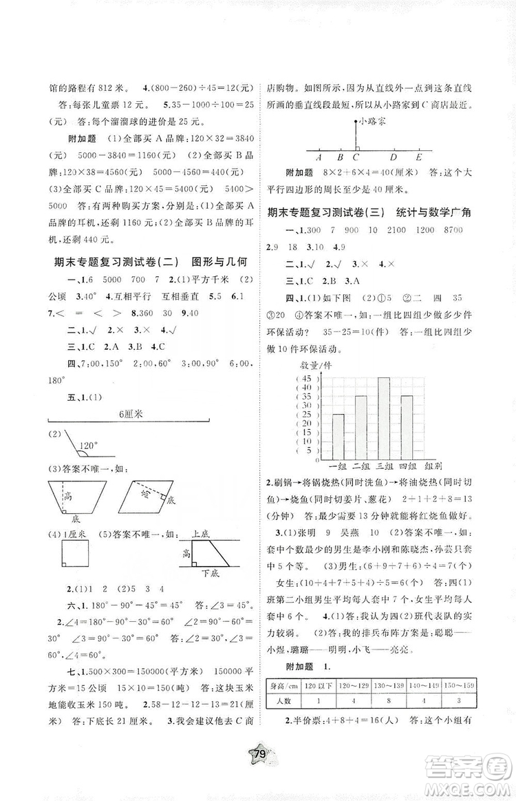 2019小學(xué)新課程學(xué)習(xí)與測(cè)評(píng)單元雙測(cè)四年級(jí)數(shù)學(xué)上冊(cè)A版答案