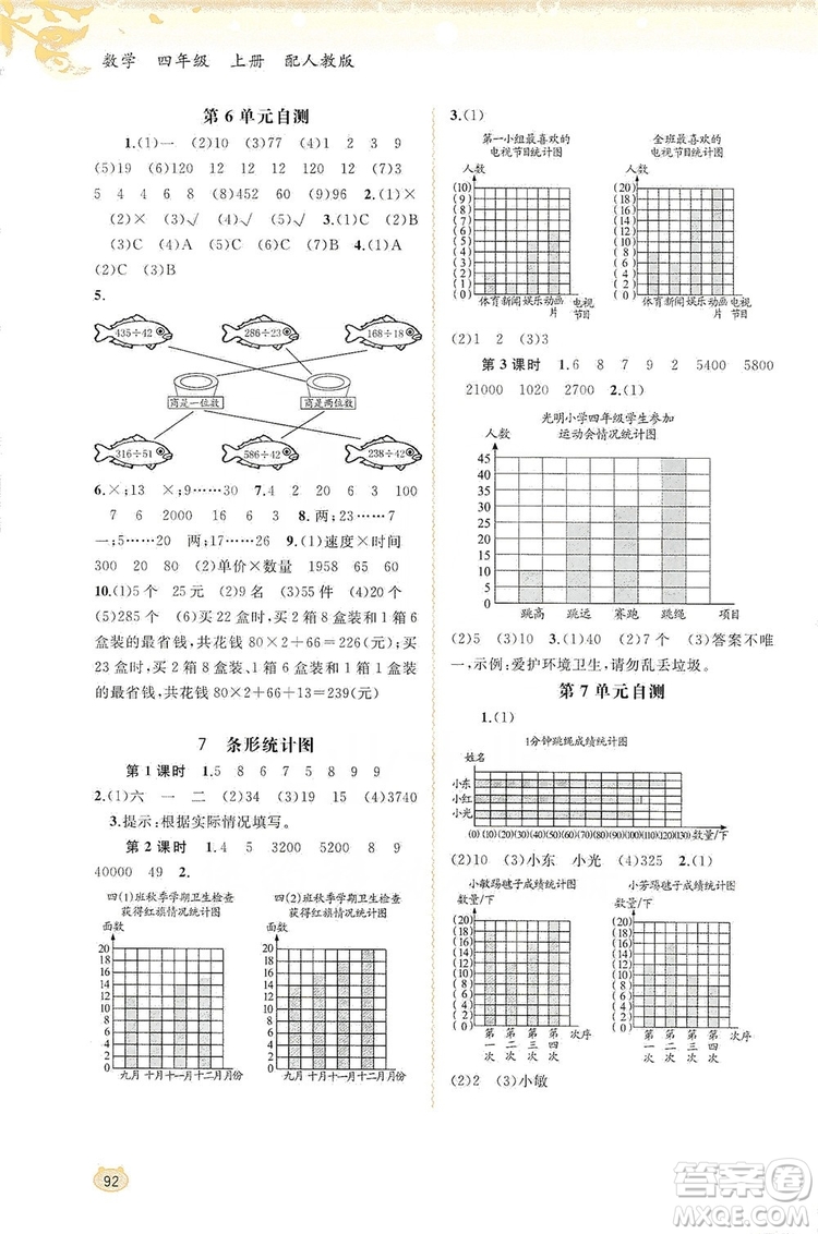 2019小學新課程學習與測評同步學習四年級數學上冊人教版答案