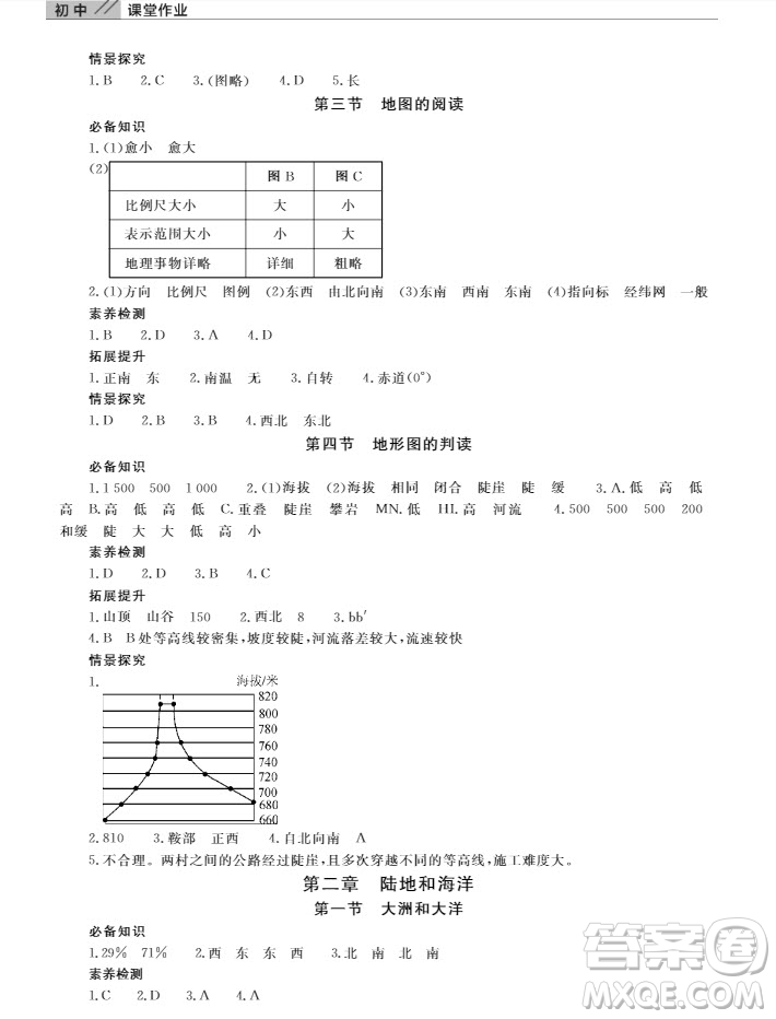 武漢出版社2019智慧學(xué)習(xí)課堂作業(yè)地理七年級(jí)上冊(cè)答案