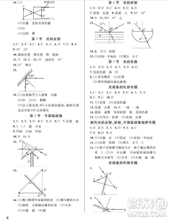 武漢出版社2019智慧學(xué)習(xí)課堂作業(yè)8年級(jí)物理上冊(cè)答案