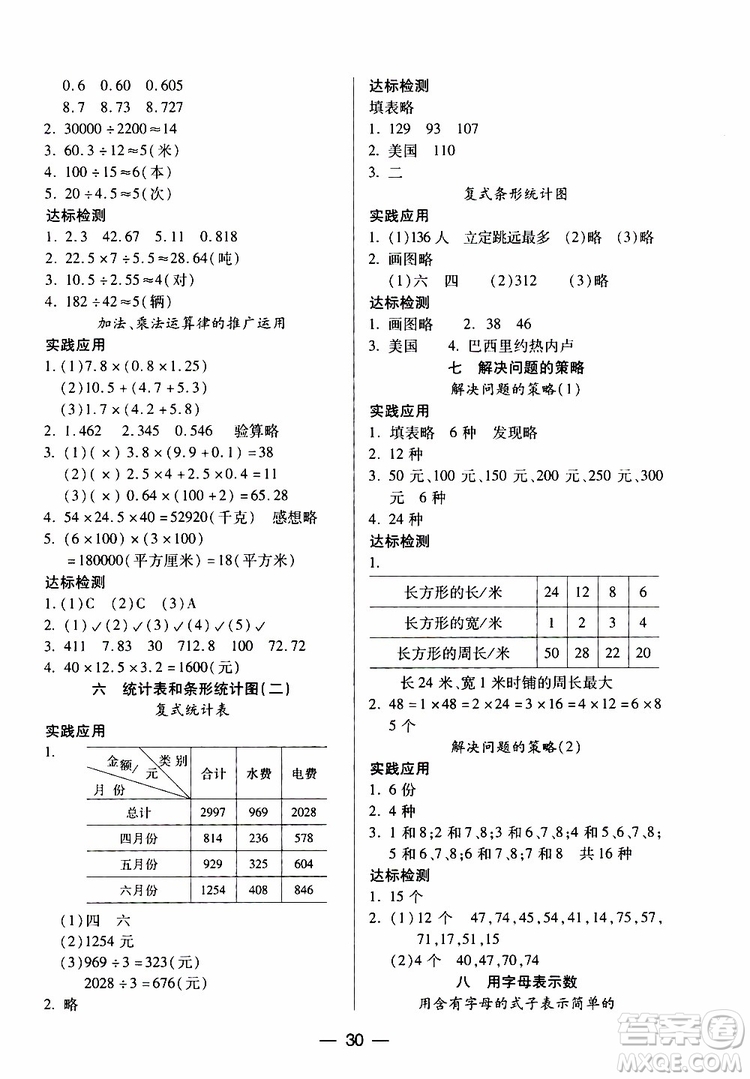 2019秋新課標(biāo)兩導(dǎo)兩練高效學(xué)案小學(xué)數(shù)學(xué)五年級上冊鳳凰版參考答案