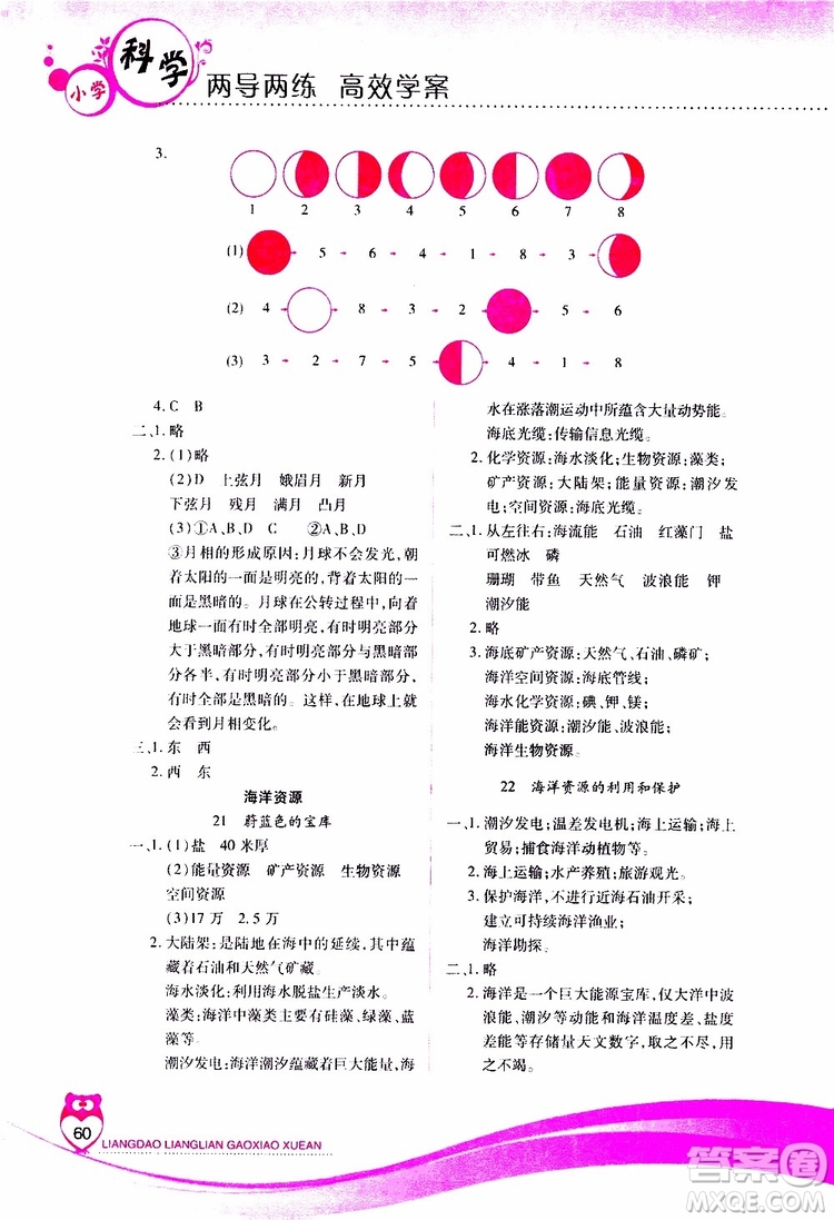 2019年新課標(biāo)兩導(dǎo)兩練高效學(xué)案科學(xué)六年級上冊河北人民版參考答案