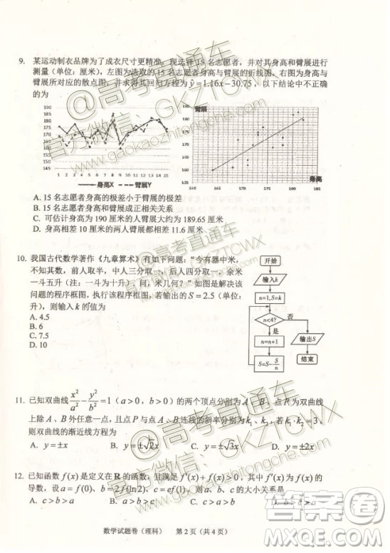 2020屆長春一模文理數(shù)參考答案