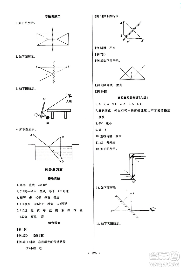 2019新版長(zhǎng)江全能學(xué)案同步練習(xí)冊(cè)物理八年級(jí)上冊(cè)人教版參考答案