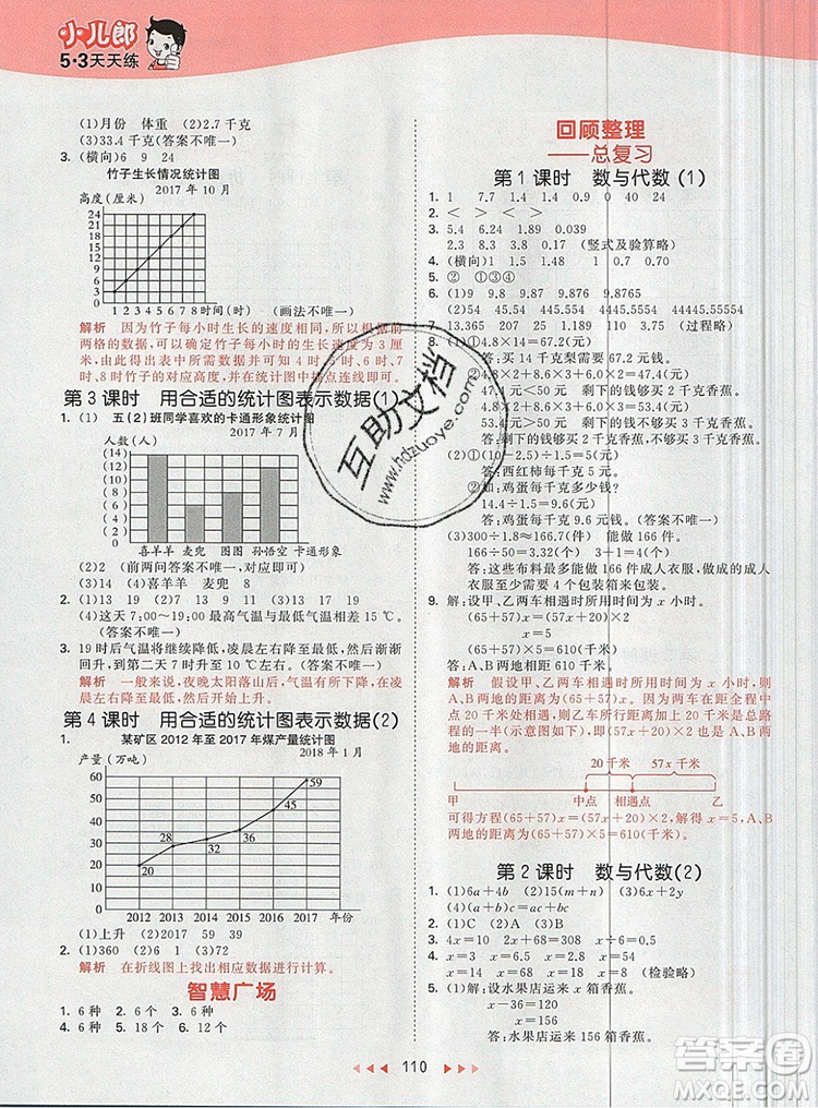 2019年53天天練小學(xué)數(shù)學(xué)五年級上冊青島版參考答案