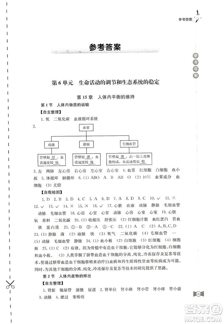 江蘇鳳凰教育出版社2019學(xué)習(xí)與評(píng)價(jià)八年級(jí)生物上冊(cè)蘇教版答案