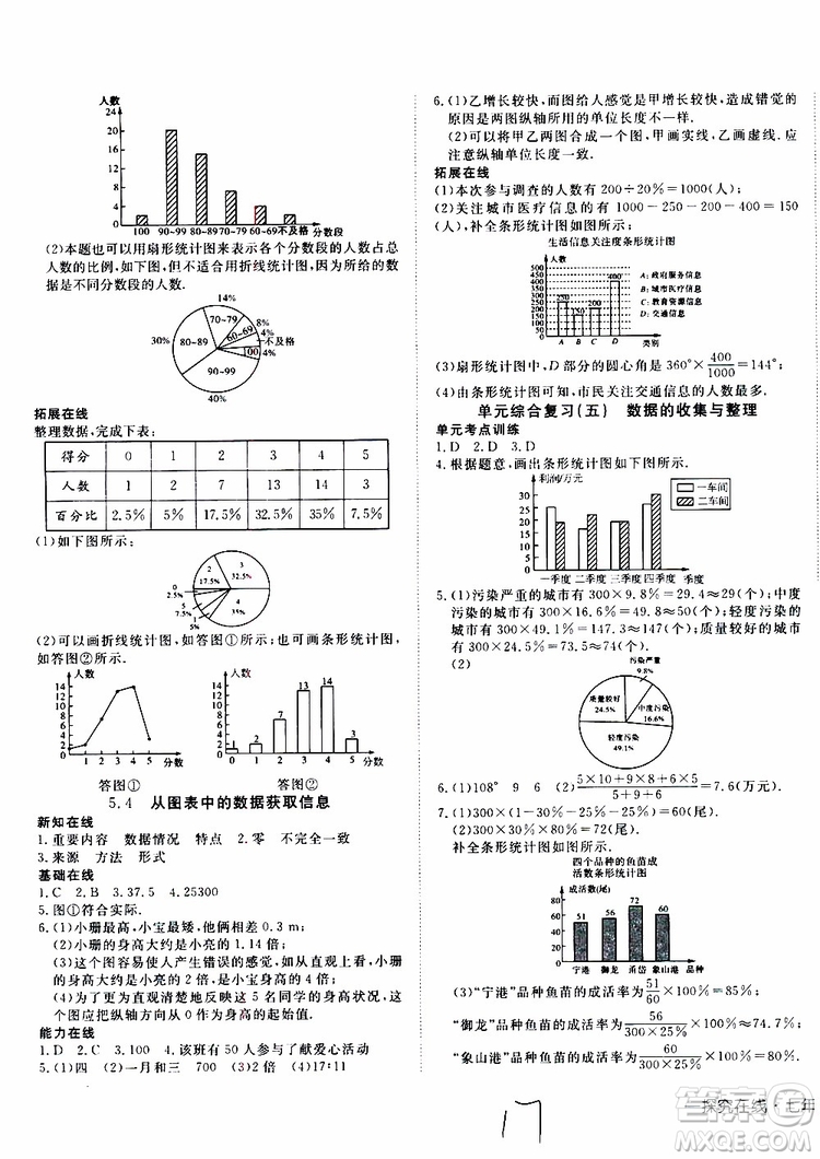 2019年探究在線高效課堂數(shù)學(xué)七年級(jí)上冊(cè)HK滬科版參考答案