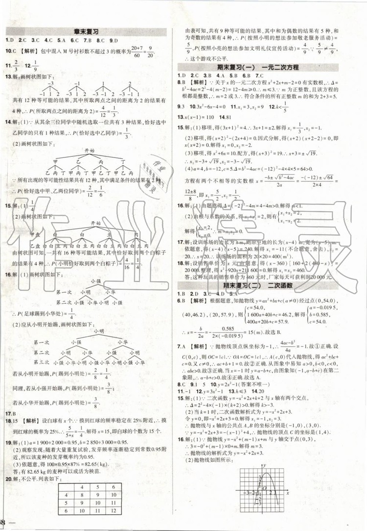 2019年?duì)钤刹怕穭?chuàng)優(yōu)作業(yè)數(shù)學(xué)九年級(jí)上冊(cè)人教版參考答案