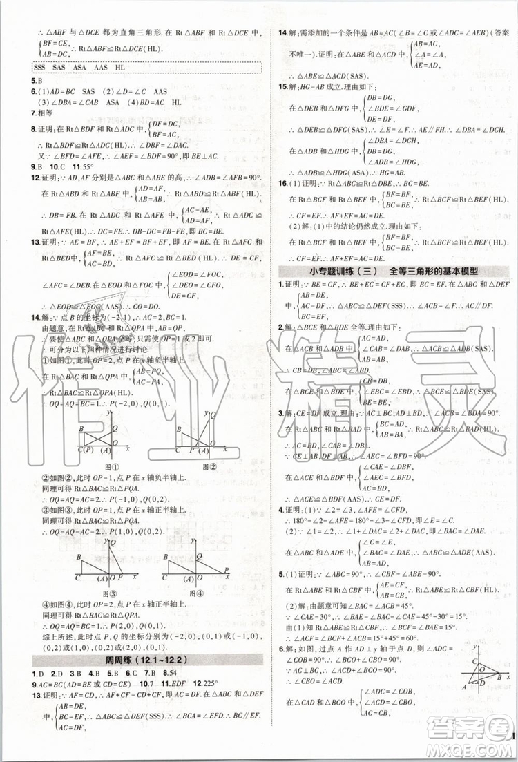 2019年狀元成才路創(chuàng)優(yōu)作業(yè)數(shù)學(xué)八年級上冊R人教版參考答案