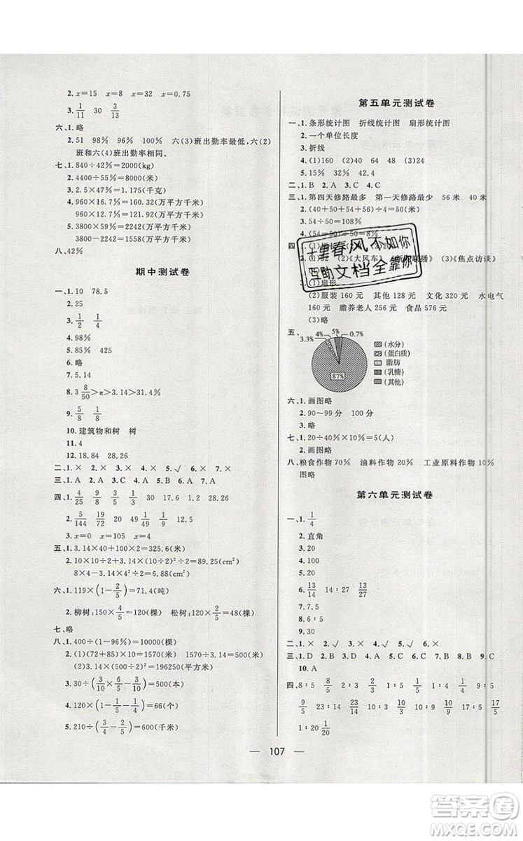 2019年簡(jiǎn)易通小學(xué)同步導(dǎo)學(xué)練六年級(jí)數(shù)學(xué)上冊(cè)北師版參考答案