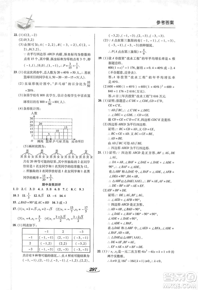 陜西科學(xué)技術(shù)出版社2019新課標(biāo)教材同步導(dǎo)練九年級數(shù)學(xué)全一冊答案