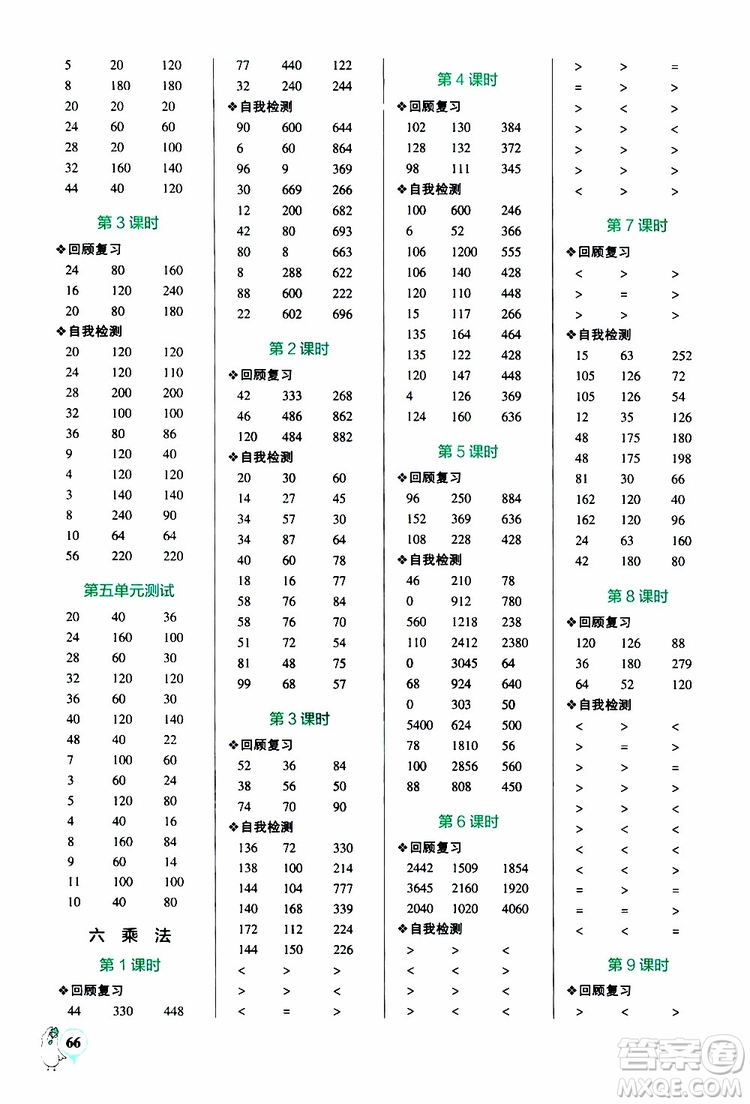 2019年P(guān)ASS綠卡圖書小學(xué)學(xué)霸口算三年級上BS北師版參考答案