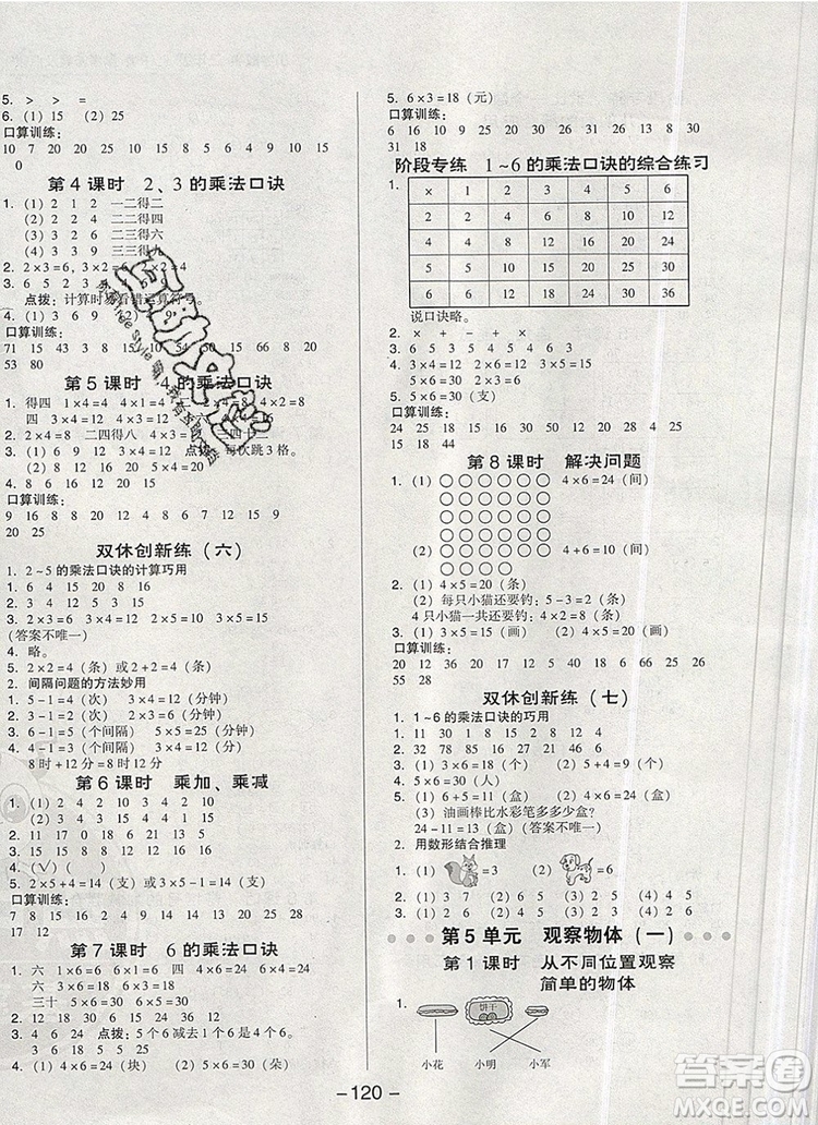 2019年綜合應(yīng)用創(chuàng)新題典中點二年級數(shù)學(xué)上冊人教版參考答案