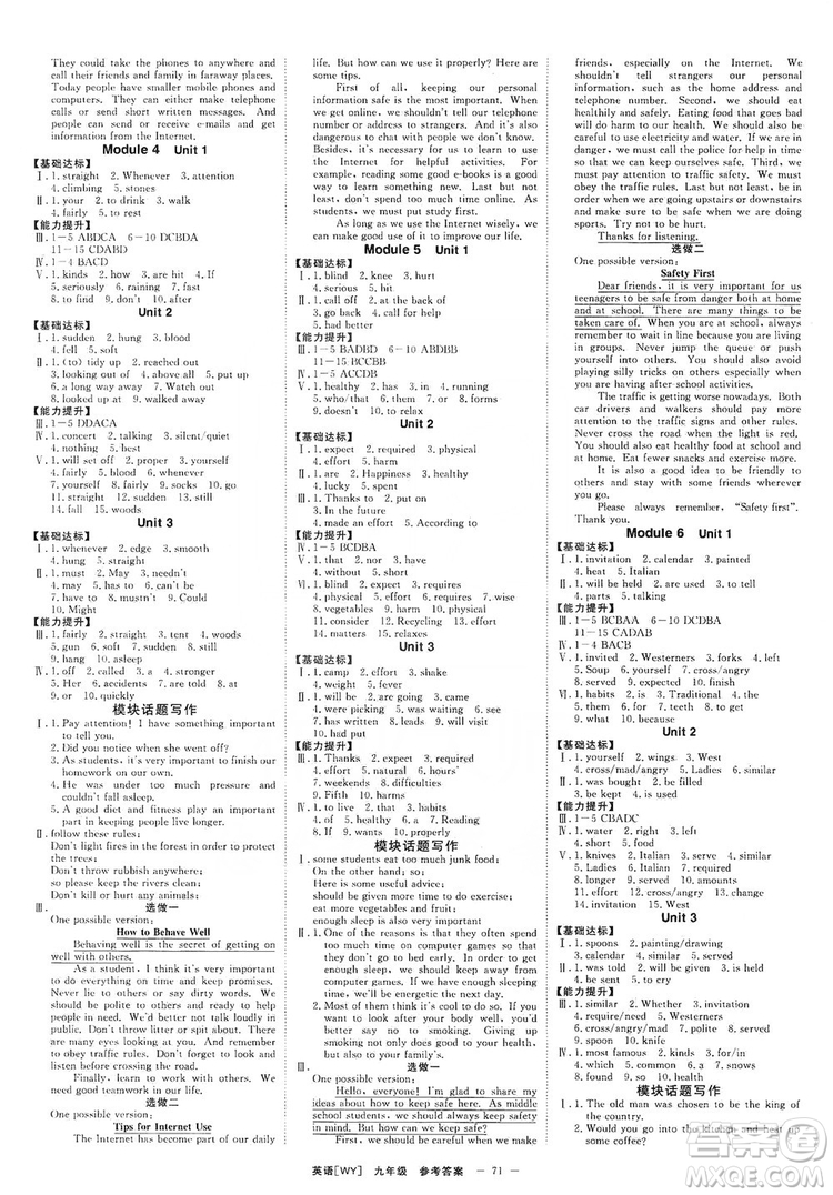 光明日報出版社2019全效學(xué)習(xí)課時提優(yōu)精華版分層提分九年級上下冊英語外研版B版答案