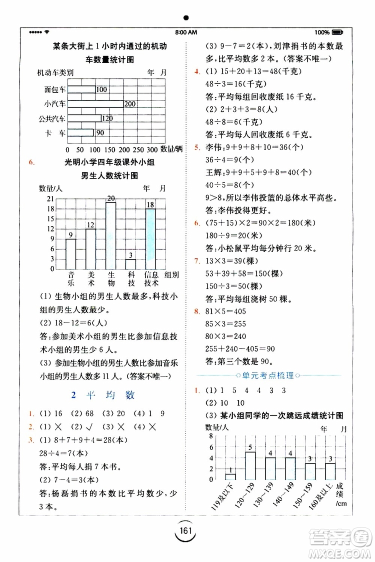 安徽人民出版2019年全易通小學(xué)數(shù)學(xué)四年級(jí)上SJ蘇教版參考答案