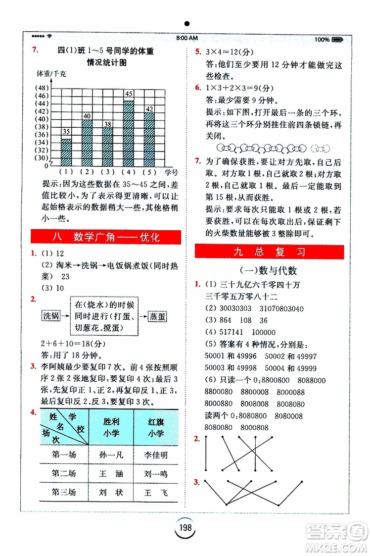 安徽人民出版2019年全易通小學(xué)數(shù)學(xué)四年級上RJ人教版參考答案