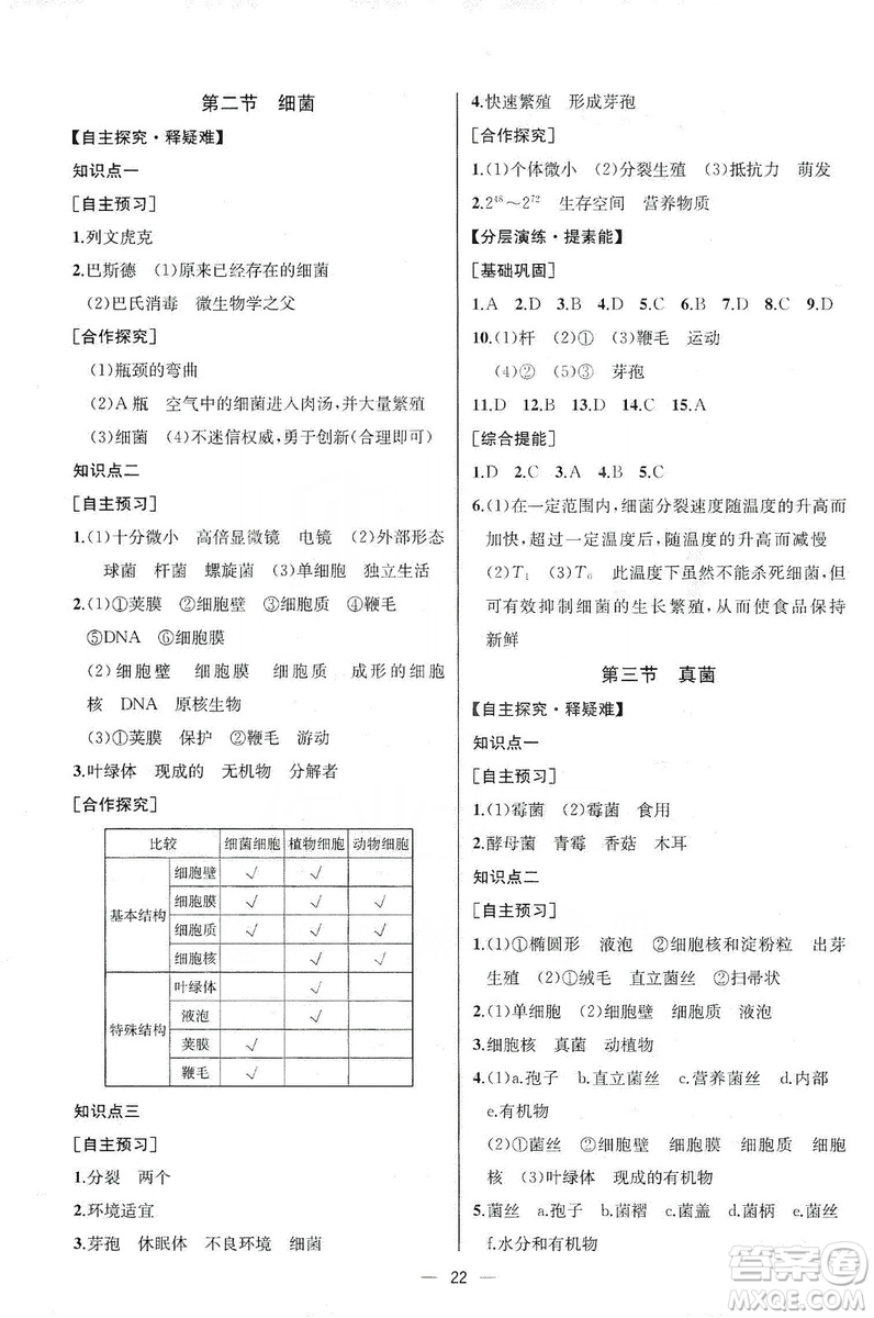 同步學(xué)歷案課時(shí)練2019八年級(jí)生物學(xué)上冊(cè)人教版答案