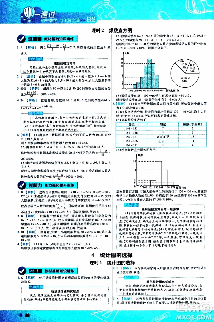 2020版一遍過初中數(shù)學七年級上冊BS版北師版參考答案