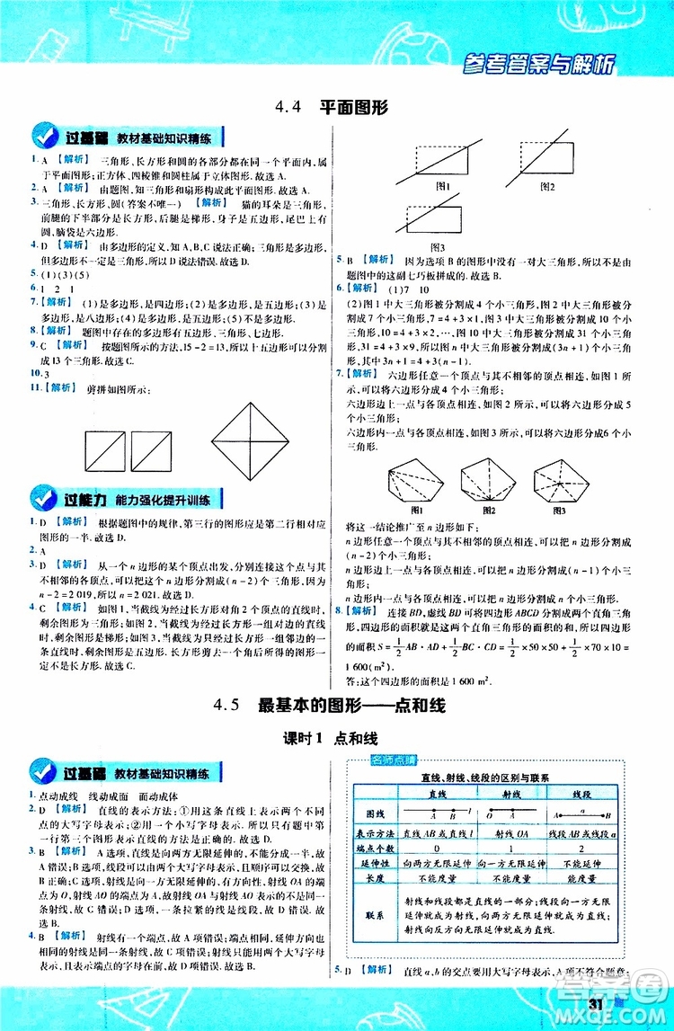 2020版一遍過初中數(shù)學七年級上冊HDSD華東師大版參考答案