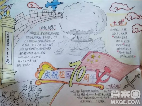 關(guān)于慶祝祖國70周年的手抄報圖片  慶祝祖國70周年的手抄報圖片大全