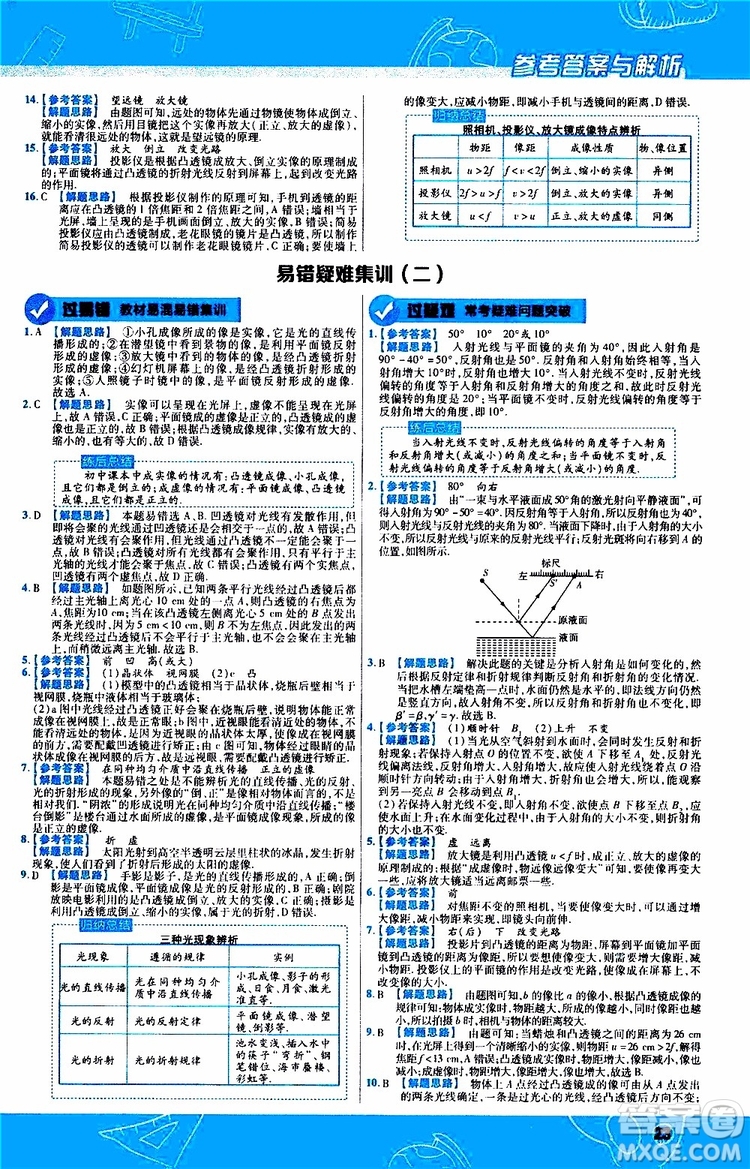 2020版天星教育一遍過初中物理八年級上冊HK滬科版參考答案