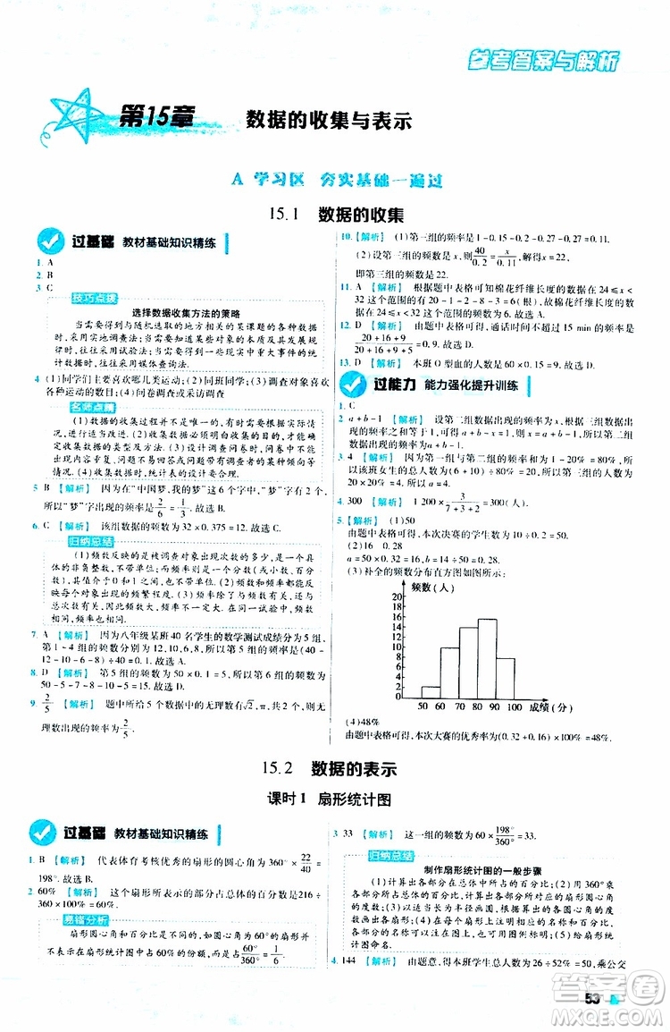 2020版天星教育一遍過初中數(shù)學(xué)八年級(jí)上冊HDSD華東師大版參考答案