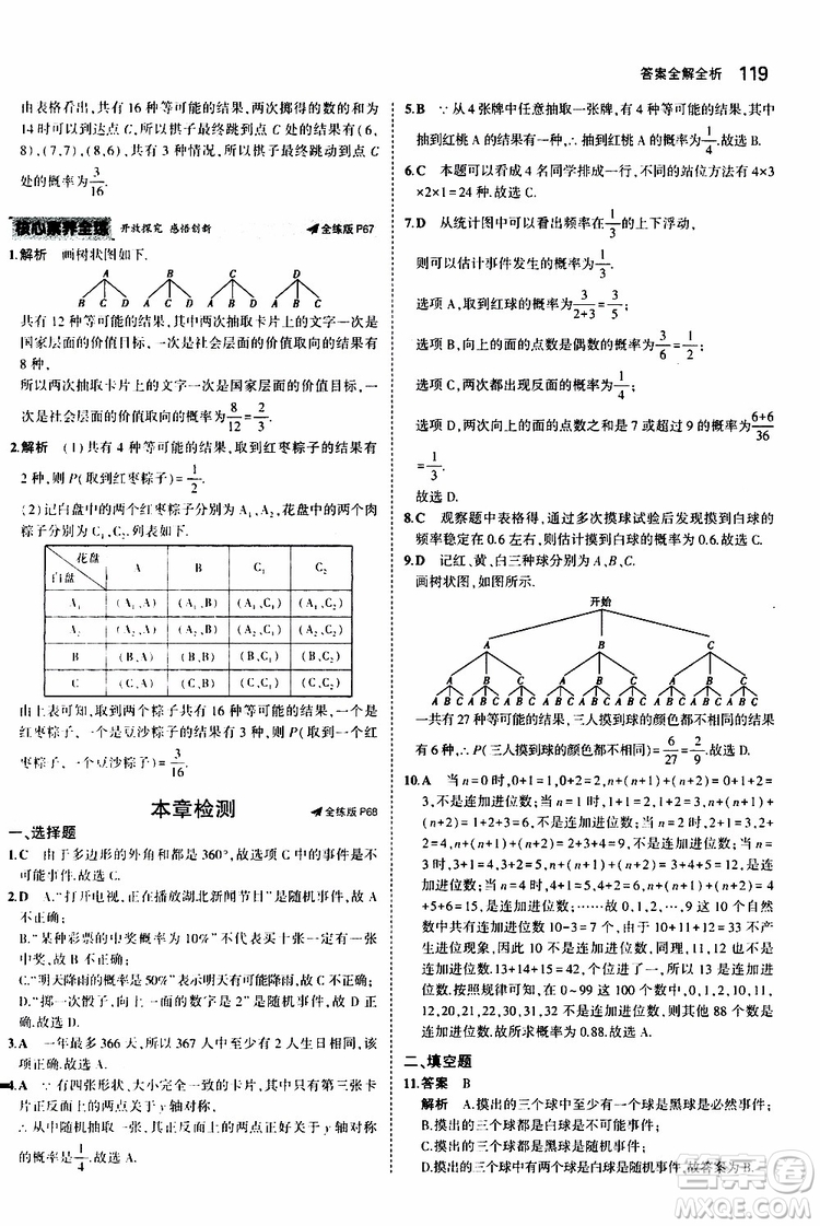 曲一線2020版5年中考3年模擬初中數(shù)學(xué)九年級上冊全練版華東師大版參考答案