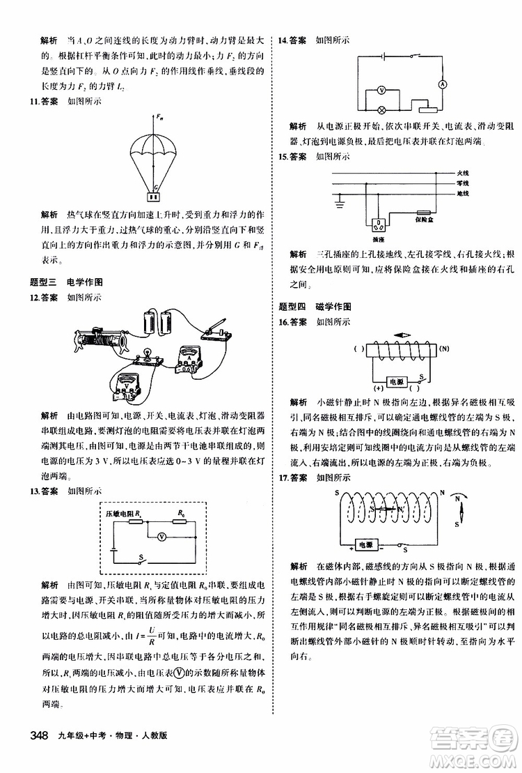 曲一線(xiàn)2020版5年中考3年模擬九年級(jí)+中考物理人教版參考答案