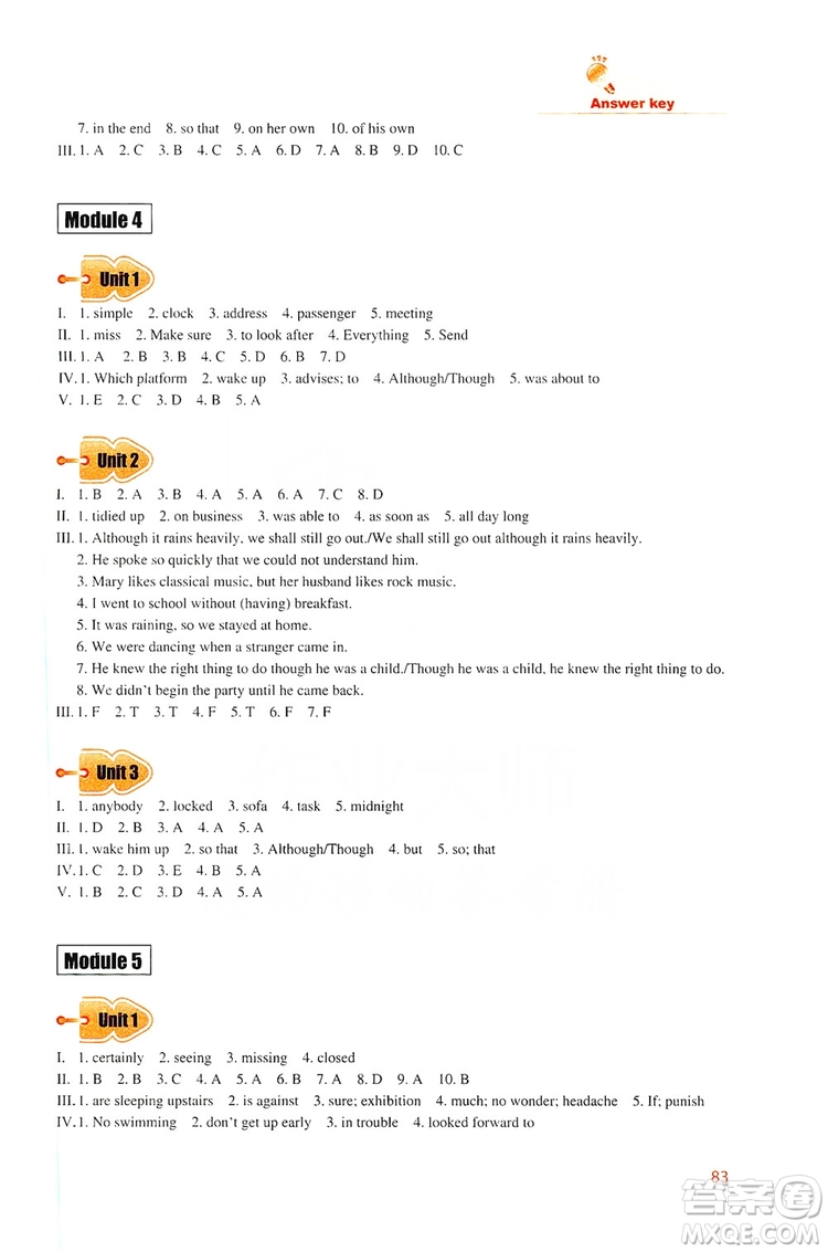 同步時(shí)間2019初中英語同步練習(xí)冊(cè)九年級(jí)上冊(cè)修訂版答案