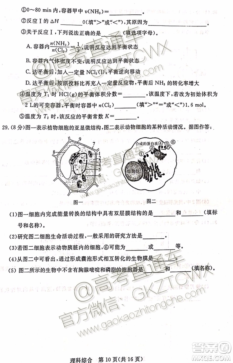 2020屆湛江市高三9月調(diào)研考試文理綜試題及參考答案