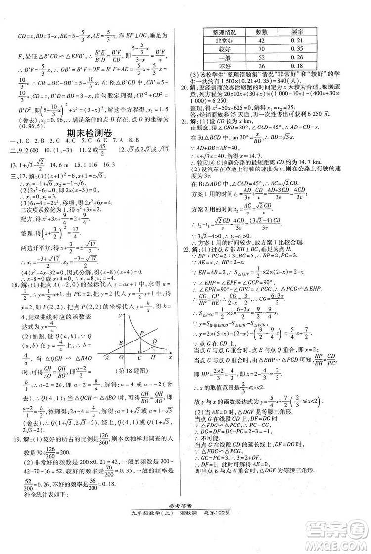 開明出版社2019高效課時通九年級數(shù)學(xué)上冊湘教版答案