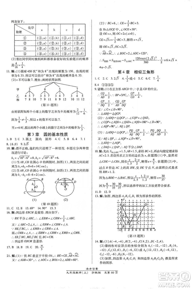 開明出版社2019高效課時通九年級數(shù)學全一冊新課改浙江專版A本答案