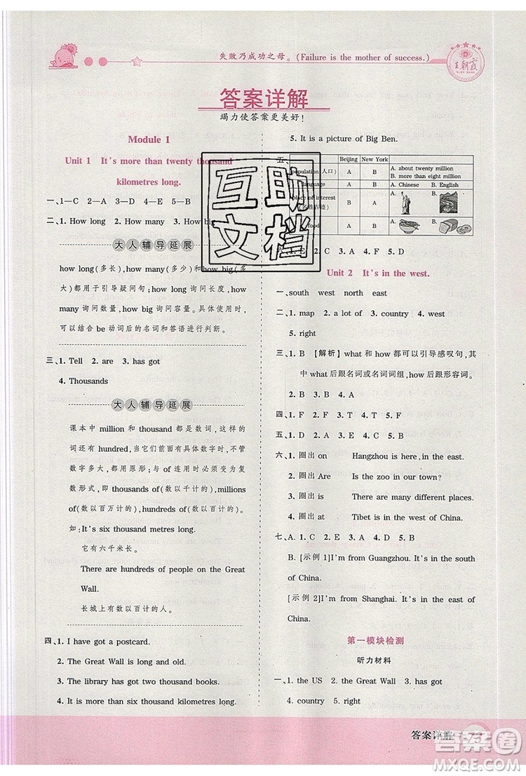 2019年王朝霞創(chuàng)維新課堂六年級英語上冊外研版參考答案