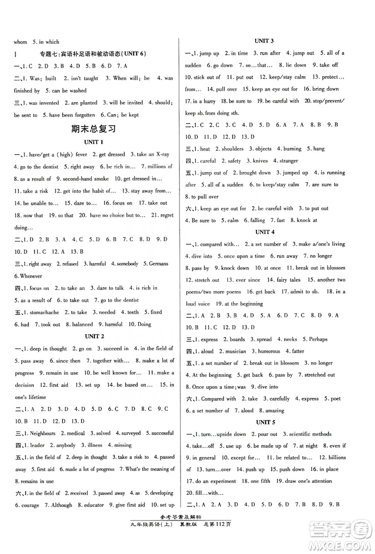 萬向思維2019高效課時(shí)通九年級(jí)英語上冊(cè)冀教版答案