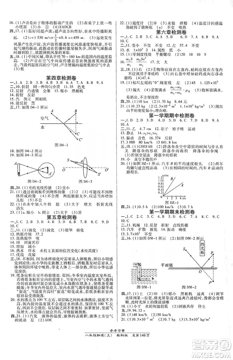 萬向思維2019高效課時(shí)通8年級(jí)物理上冊(cè)教科版答案