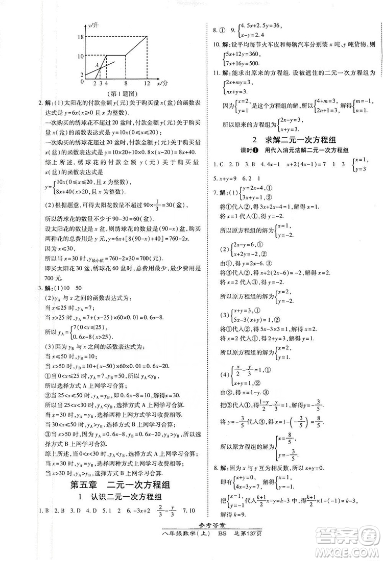 萬(wàn)向思維2019高效課時(shí)通八年級(jí)數(shù)學(xué)上冊(cè)北師大版答案