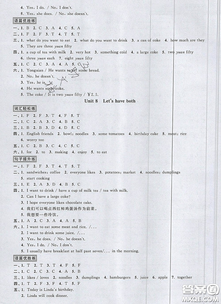 2019年陽光同學(xué)課時優(yōu)化作業(yè)五年級英語上冊教科版參考答案