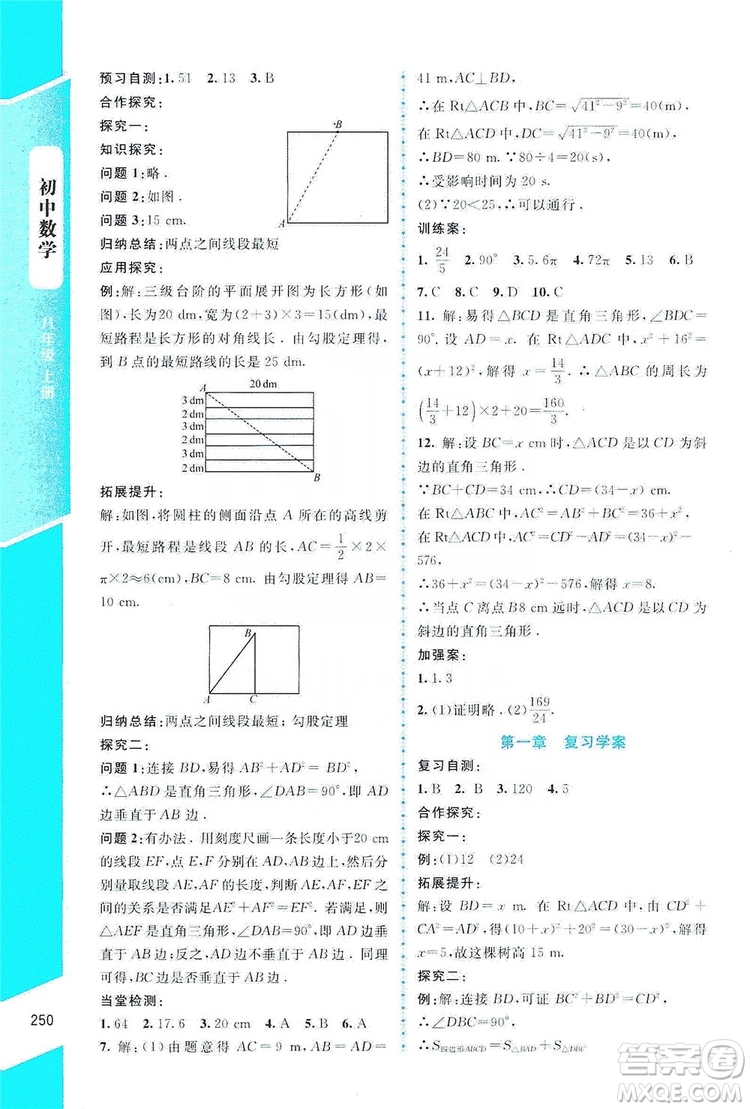 北京師范大學(xué)出版社2019課堂精練大慶專版八年級數(shù)學(xué)上冊北師大版答案