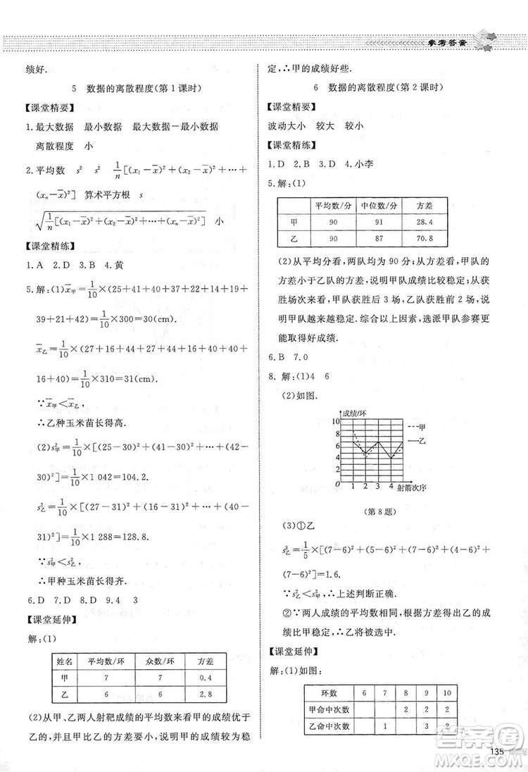 北京師范大學(xué)出版社2019課堂精練八年級數(shù)學(xué)上冊北師大版第五版答案