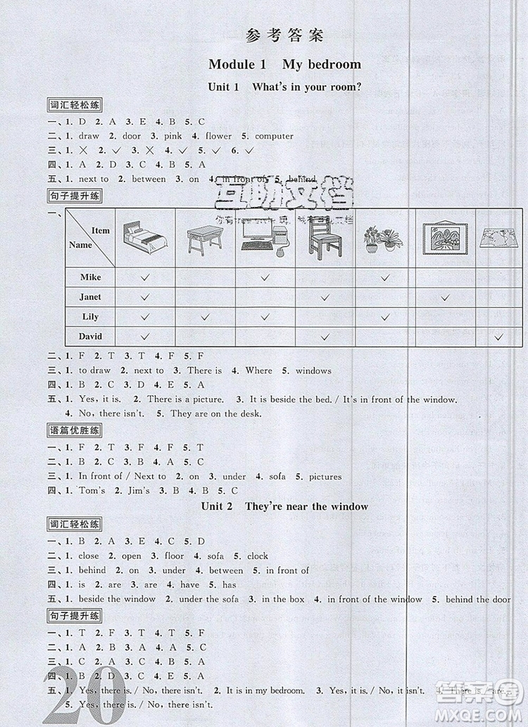 2019年陽光同學(xué)課時(shí)優(yōu)化作業(yè)四年級(jí)英語上冊(cè)教科版參考答案