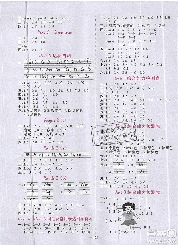 2019年陽(yáng)光同學(xué)課時(shí)優(yōu)化作業(yè)三年級(jí)英語(yǔ)上冊(cè)人教版參考答案