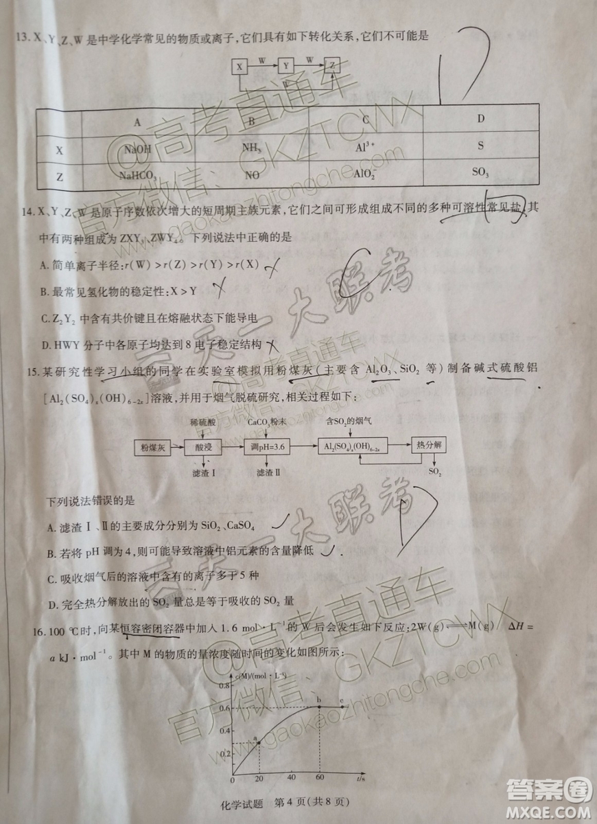 2020屆天一大聯(lián)考高三一聯(lián)Q皖豫聯(lián)盟化學(xué)試題及參考答案