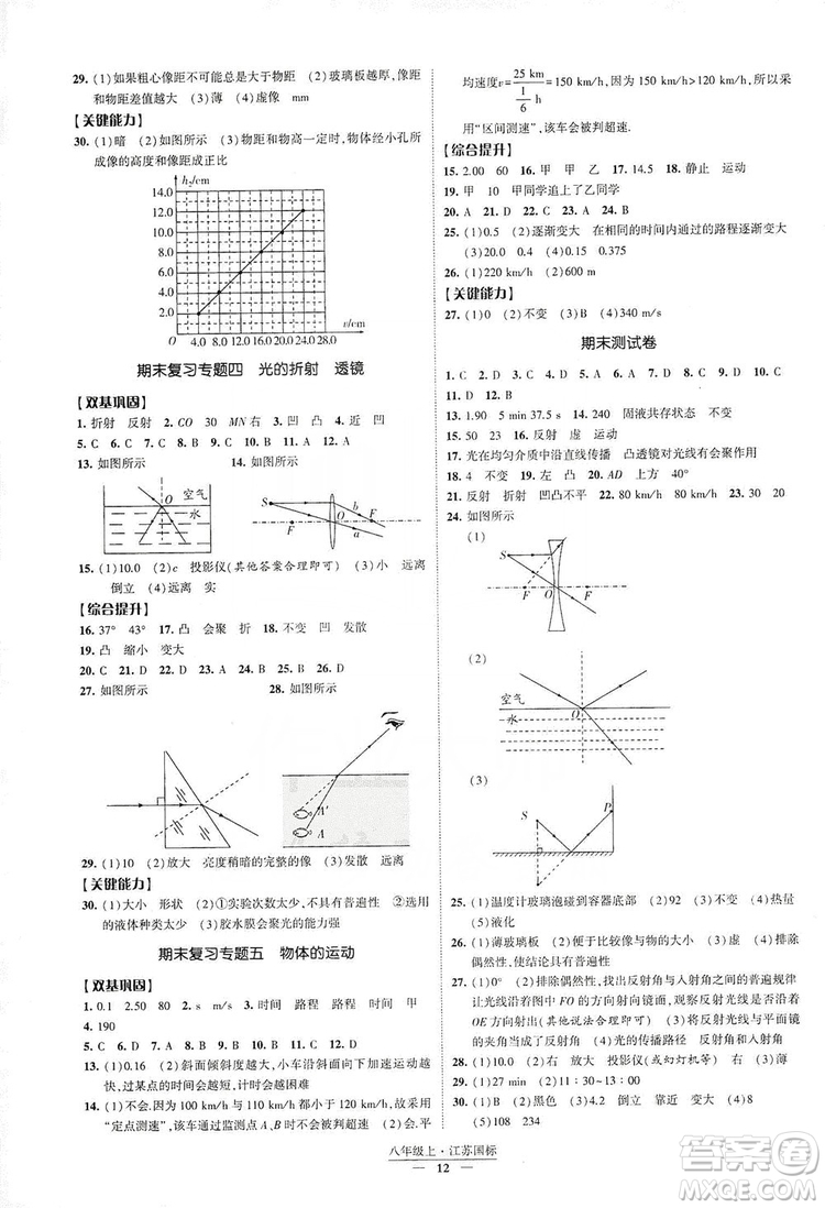 經(jīng)綸學(xué)典2019新課時(shí)作業(yè)八年級(jí)物理上冊(cè)江蘇國標(biāo)版答案