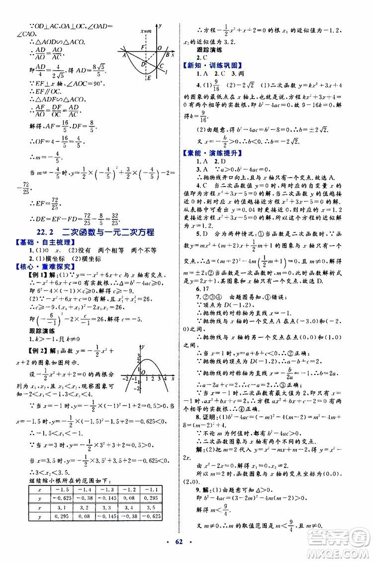 2019年初中同步學習目標與檢測數(shù)學九年級全一冊參考答案