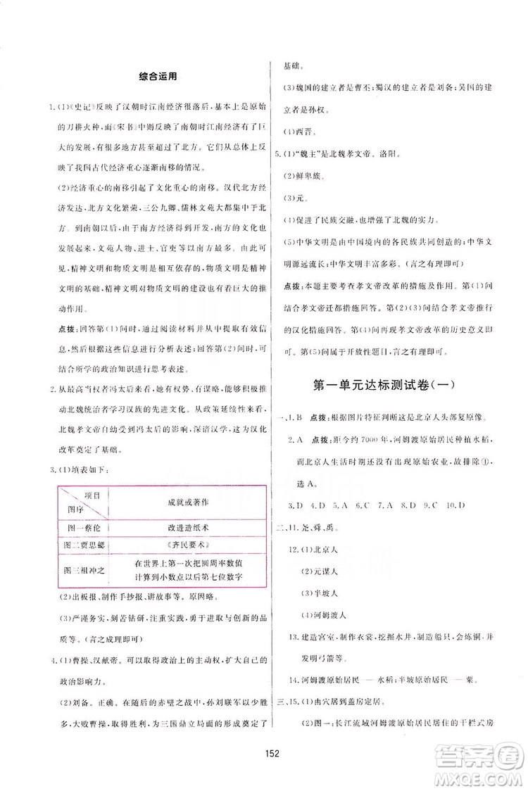 2019三維數(shù)字課堂7年級中國歷史上冊人教版答案