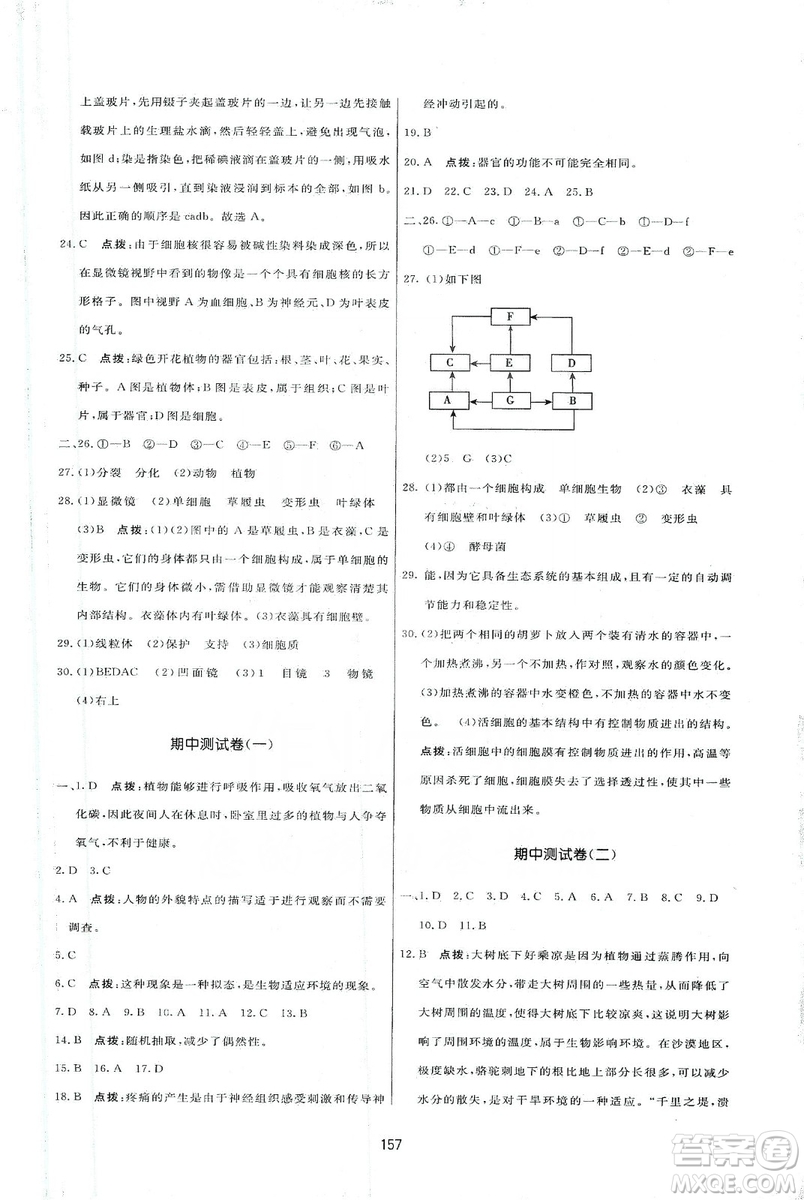 2019三維數(shù)字課堂七年級(jí)生物上冊(cè)人教版答案