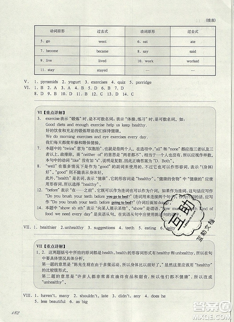 2019年華東師大版一課一練六年級英語第一學(xué)期N版增強(qiáng)版參考答案