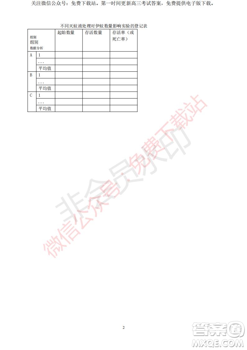 2020屆浙南名校聯(lián)盟第一次聯(lián)考生物試題及答案